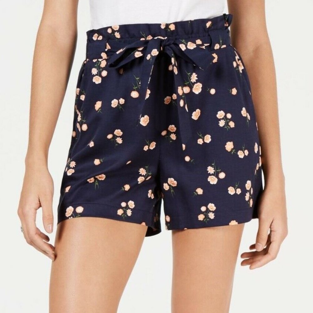 Maison Jules XXL Blue Flower Belt Shorts NWT BT24